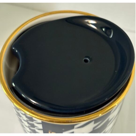 STARBUCKS 2015 Navy Blue Houndstooth Ceramic Coffee Travel Mug 12oz-Never Used - Picture 4 of 9